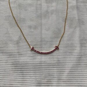 Tiffany & Co. 18k Gold Smiley Diamond Ruby ​​Necklace